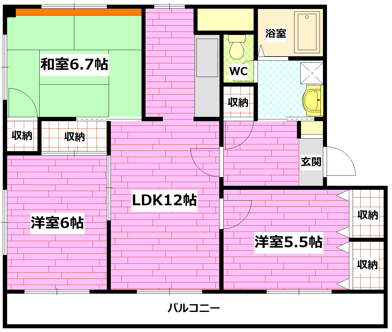 安芸郡海田町曙町のマンションの間取り