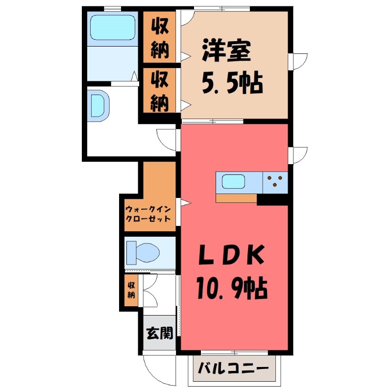 佐波郡玉村町大字板井のアパートの間取り