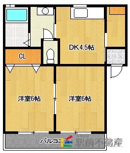 筑紫野市原田のアパートの間取り