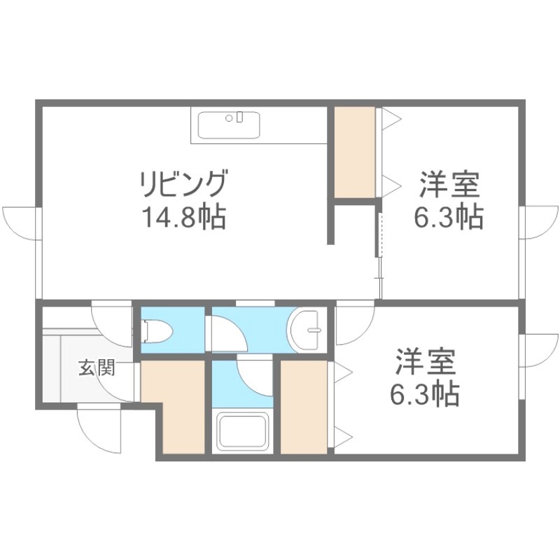 札幌市手稲区富丘二条のアパートの間取り