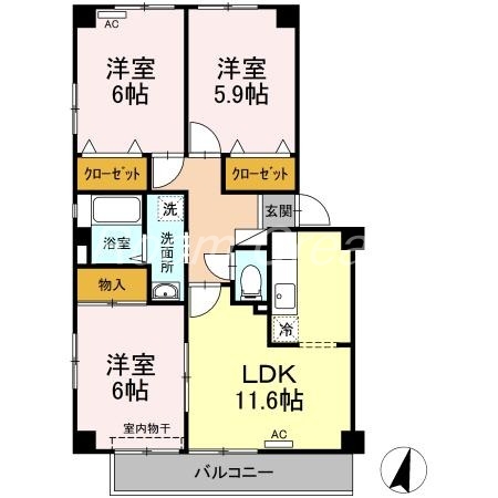 【徳島市佐古二番町のアパートの間取り】