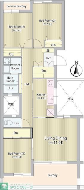 国立市東のマンションの間取り