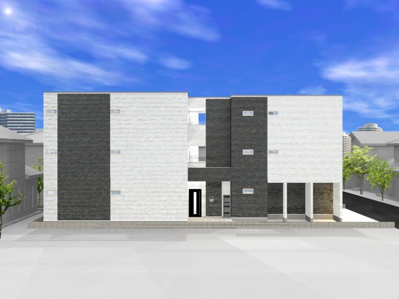 建物外観　外観パース　オートロック付　宅配ＢＯＸ有り