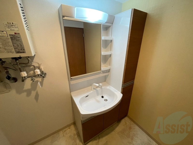 洗面設備　シャンプードレッサー。身支度はここでばっちりですね。