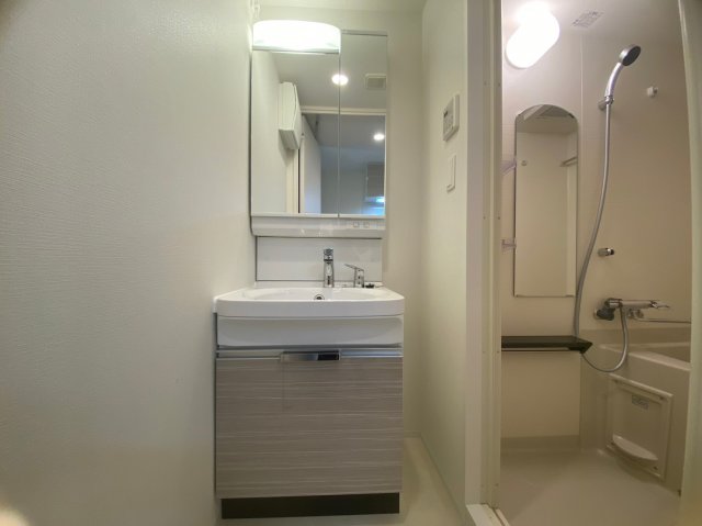 洗面設備　独立洗面台、朝の身支度には欠かせません