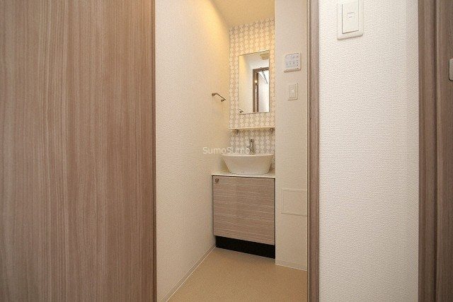 洗面設備　脱衣スペースもあります