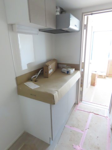 キッチン　建築中の写真です。