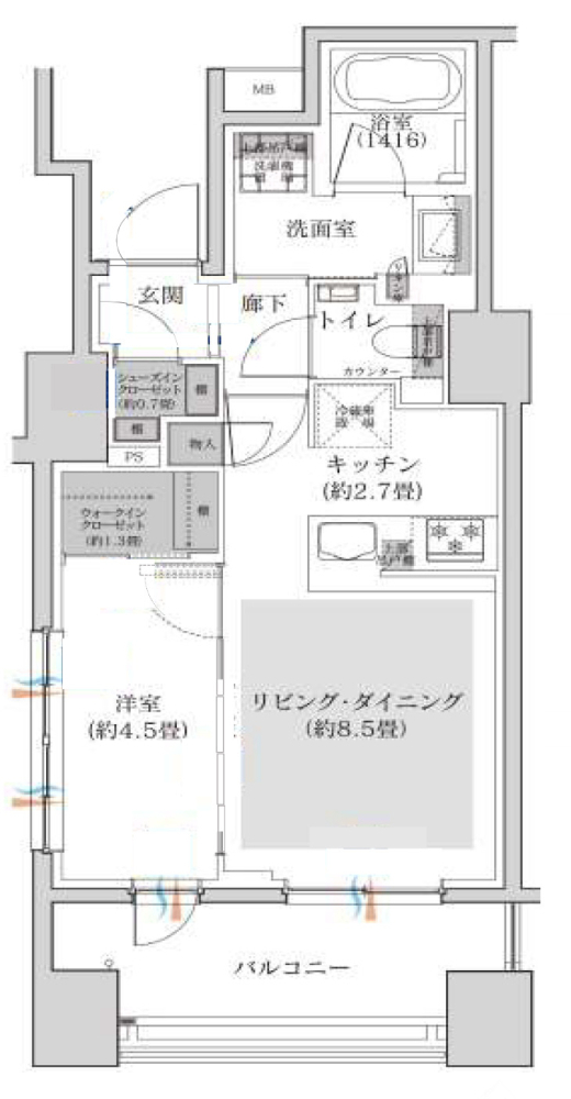 ウェリス千代田東神田の間取り写真