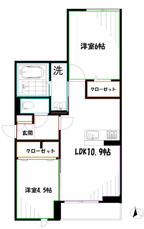 アセットコート貫井北町 B棟の間取り写真