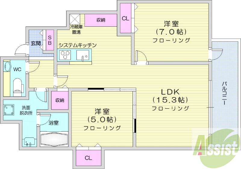 地下鉄東西線 バスセンター前駅 徒歩9分 21階建 築8年の間取り写真