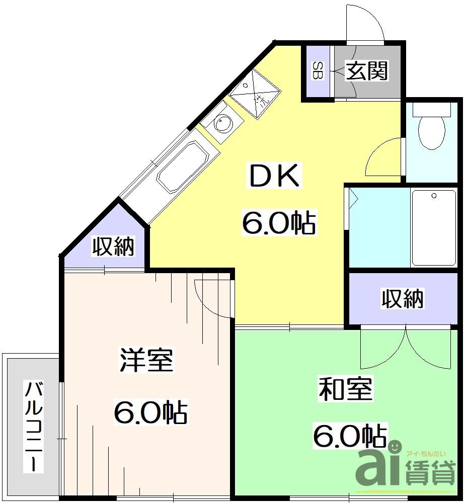 西武池袋線 保谷駅 徒歩14分 2階建 築36年の間取り写真
