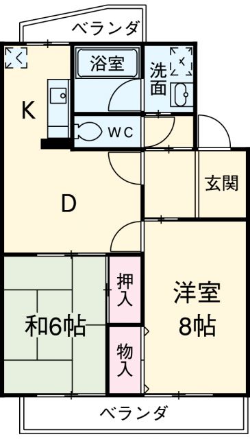 豊橋市三ノ輪町のマンションの間取り