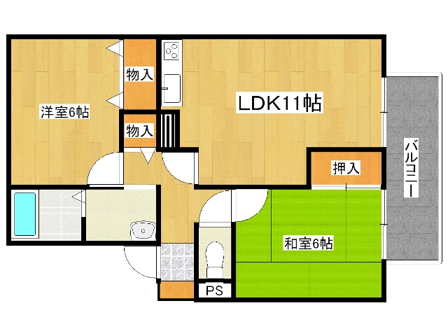 姫路市飾磨区高町のアパートの間取り