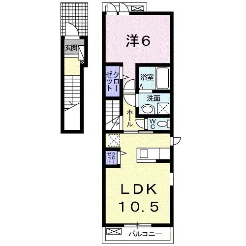 登米市豊里町下屋浦のアパートの間取り