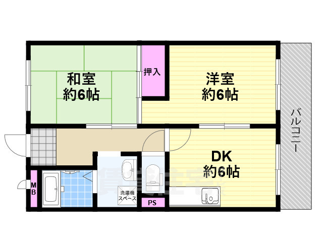 堺市堺区中三国ヶ丘町のマンションの間取り