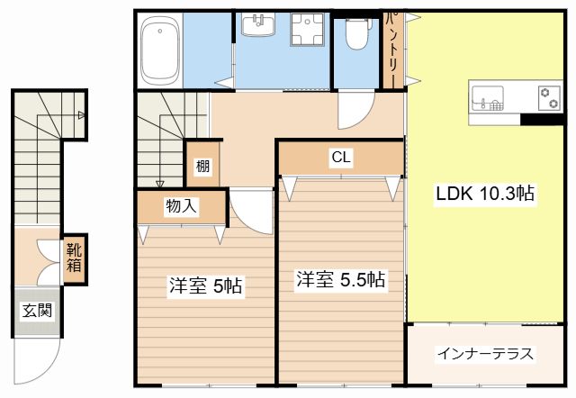 甲賀市信楽町長野のアパートの間取り