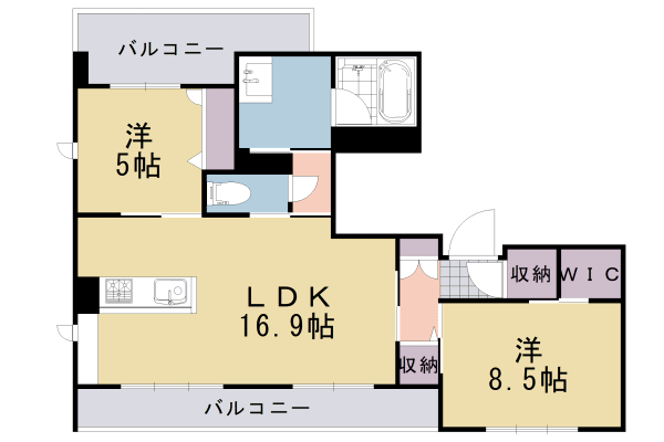 長岡京市天神のマンションの間取り