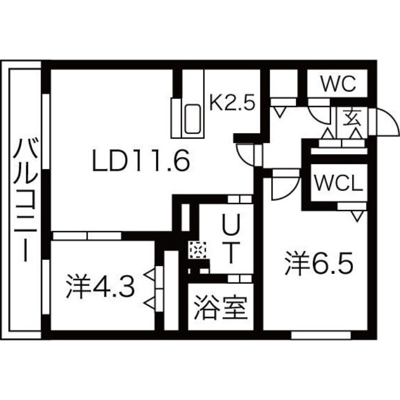 【札幌市北区北二十三条西のマンションの間取り】