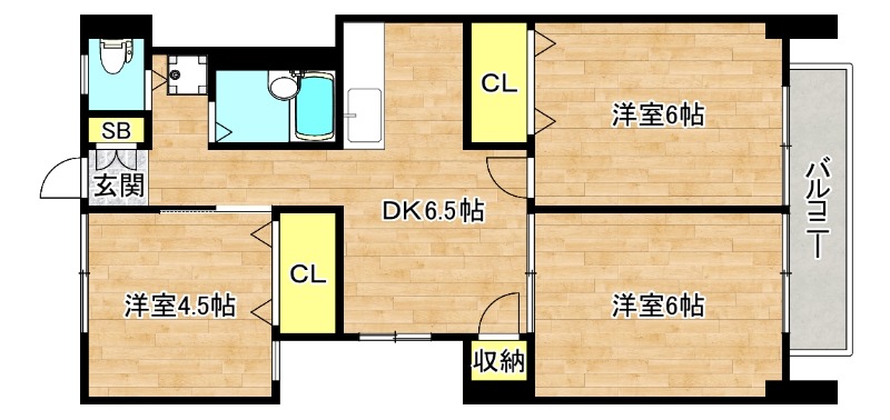 【大阪市生野区巽中のマンションの間取り】