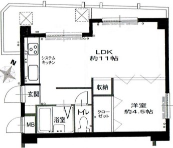 神戸市灘区天城通のマンションの間取り