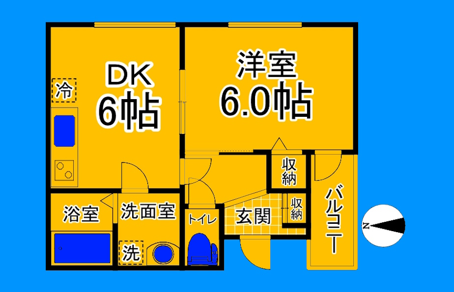 大阪市住吉区長峡町のアパートの間取り