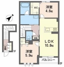 総社市真壁のアパートの間取り