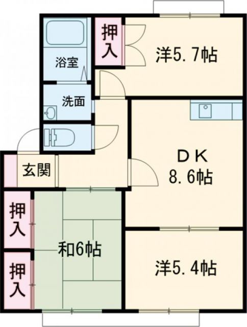 泉佐野市中町のアパートの間取り