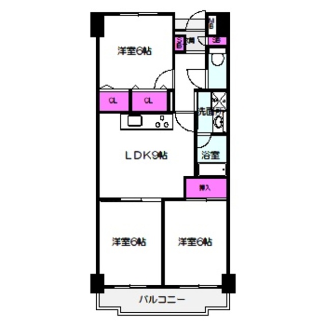大阪市鶴見区諸口のマンションの間取り