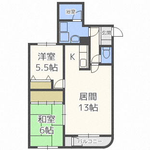 札幌市中央区南二十三条西のマンションの間取り