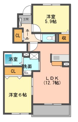 宇和島市丸穂町のアパートの間取り