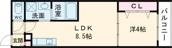 堺市北区中百舌鳥町のアパートの間取り