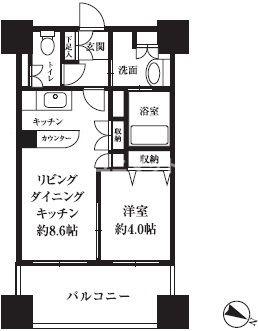 新宿区西新宿のマンションの間取り