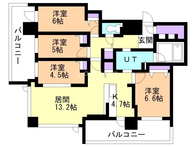 札幌市西区琴似一条のマンションの間取り