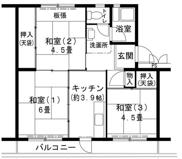 ビレッジハウス志染16号棟の間取り