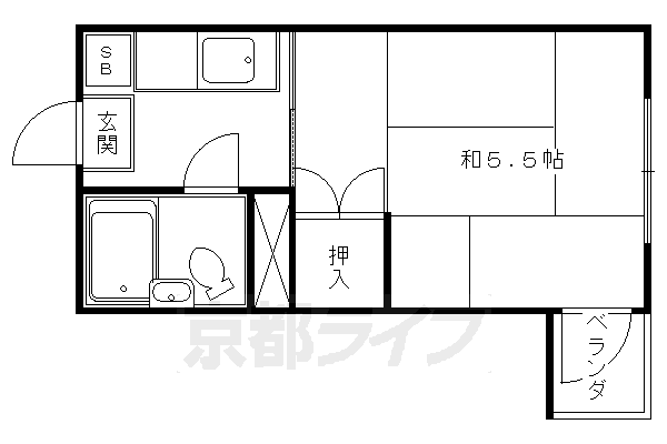 京都市下京区西七条南衣田町のマンションの間取り