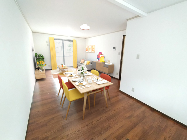 居室・リビング　３ＤＶＲ写真の為、実際には家具、家電の設置はございません。