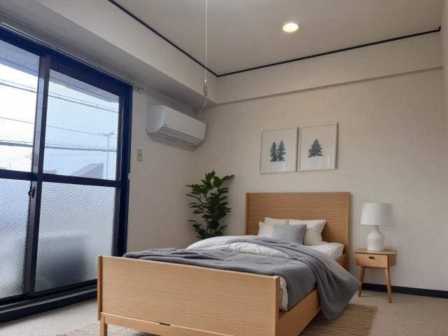 居室・リビング　家具：イメージ（AI生成）であり賃料には含まれません。