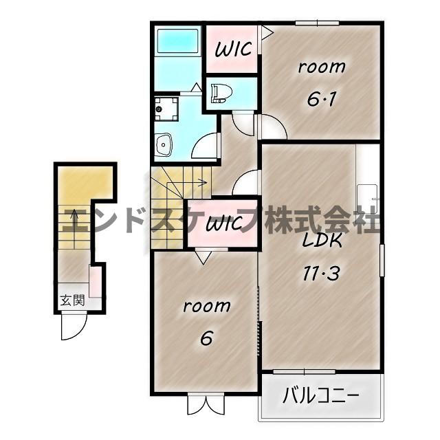 甘楽郡甘楽町大字福島のアパートの間取り