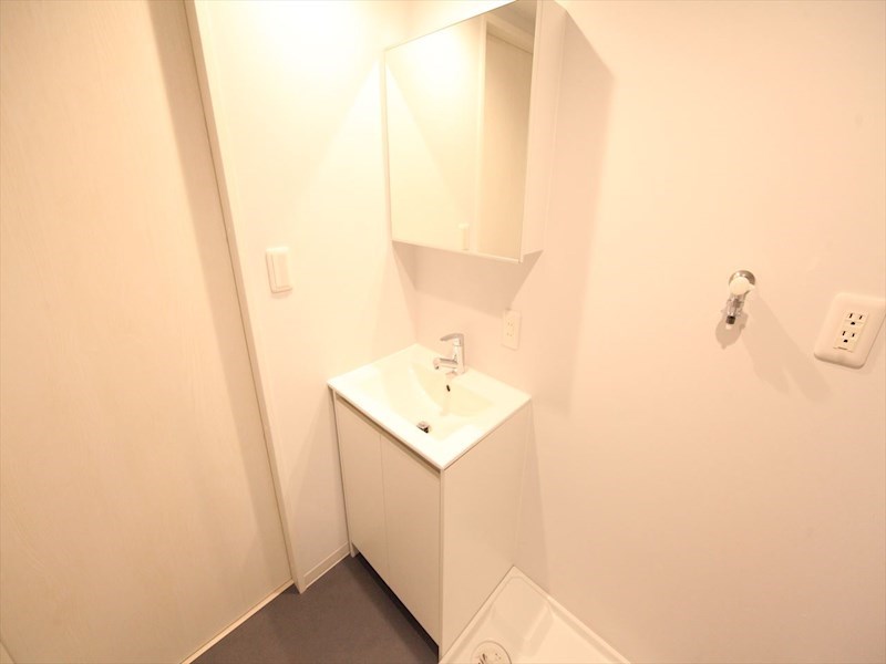 洗面設備　脱衣所　独立洗面台（シャンプードレッサー付）収納スペース有