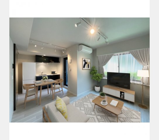 居室・リビング　リビング/ダイニング家具・調度品等はCG 加工です。実際の賃