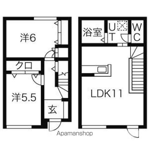 地下鉄南北線 真駒内駅 バス乗車時間：25分 最寄りバス停で下車 徒歩4分 2階建 築20年の間取り写真