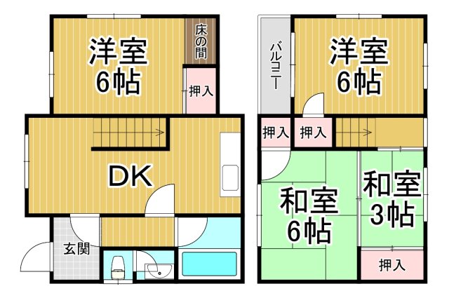浜田町戸建の間取り写真