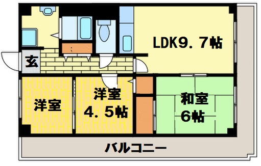 大阪市平野区平野元町のマンションの間取り