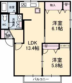 アネックス立岩　A棟の間取り