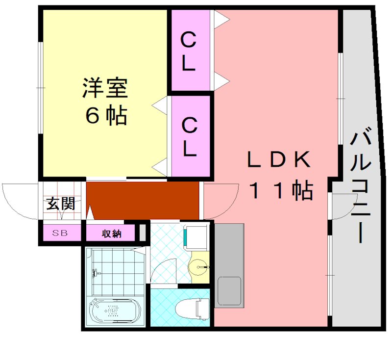 大阪市平野区加美鞍作のマンションの間取り