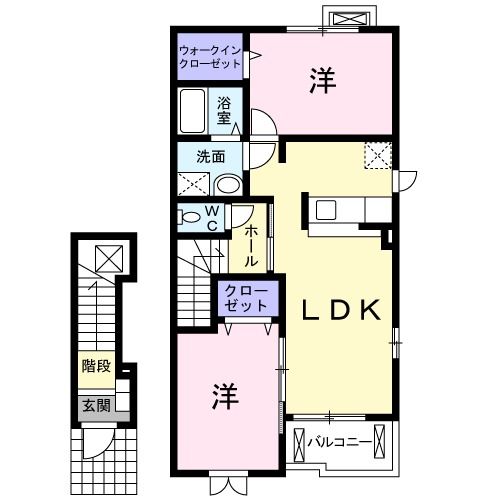 【かすみがうら市稲吉のアパートの間取り】