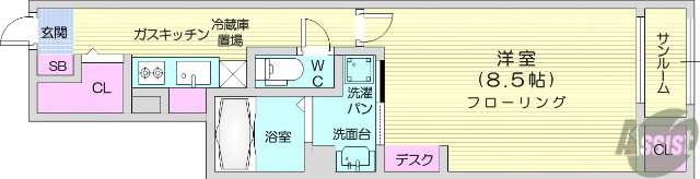 仙台市青葉区上愛子のアパートの間取り