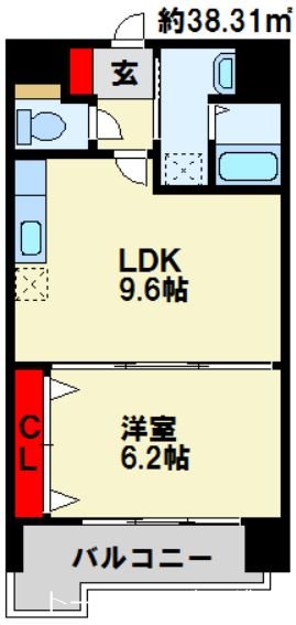 【北九州市小倉北区竪町のマンションの間取り】