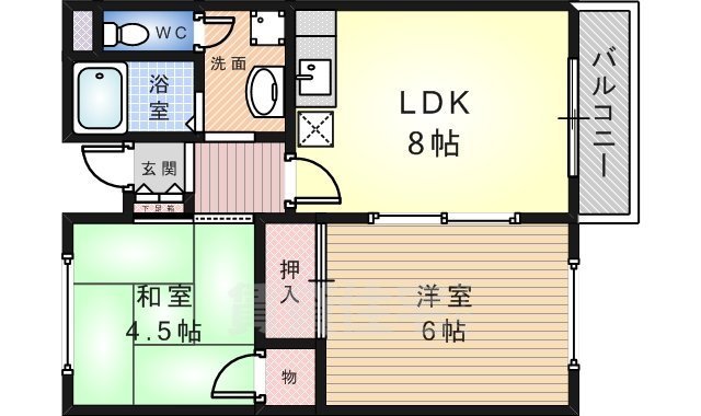 堺市北区百舌鳥西之町のマンションの間取り