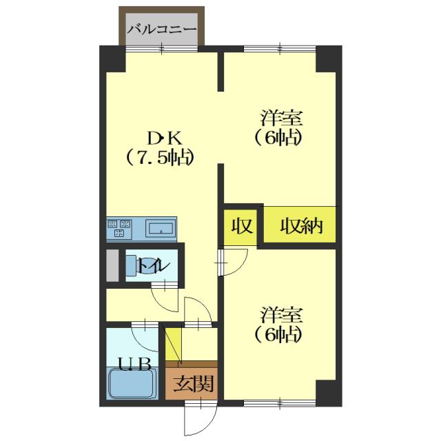 函館市青柳町のアパートの間取り